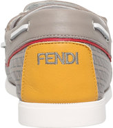 Thumbnail for your product : Fendi Rupert logo-print leather deck shoes 9-11 years