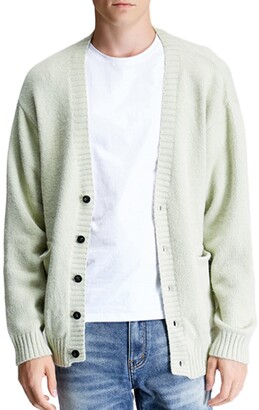 Moonumen Mens Cardigan Sweater Acrylic V Neck Buttons Cardigan Long Sleeve 