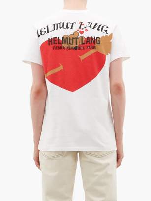 Helmut Lang Valentine Heart And Logo-print Cotton T-shirt - Mens - White