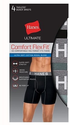 Hanes Ultimate Men's Comfort Flex Fit Ultra Soft Cotton Modal Blend Boxer  Brief 4-Pack - ShopStyle