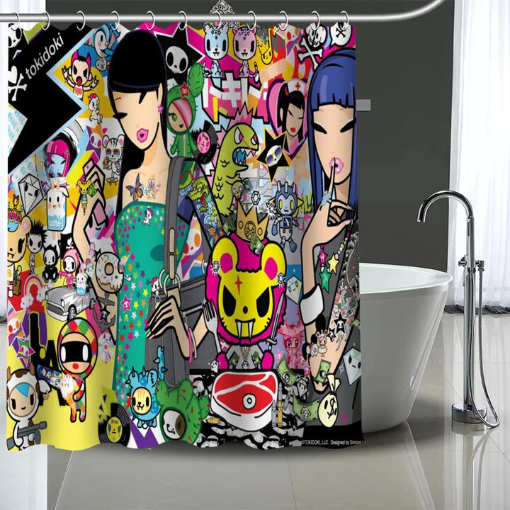 AliExpress Hot Sale Tokidoki Custom Pattern Polyester Bath curtain Waterproof Shower Curtains DIY Bath Screen Printed Curtain for Bathroom