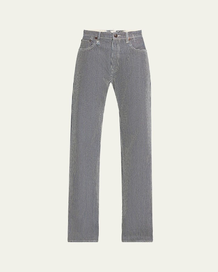 R 13 Jane Stripe Lace-Back Jeans