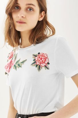 Topshop Floral applique t-shirt