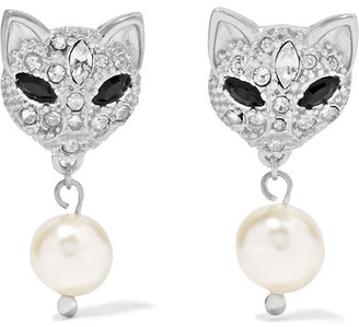 Miu Miu Silver, Swarovski Crystal And Faux Pearl Earrings - one size