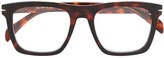 Thumbnail for your product : David Beckham Rectangular Frame Tortoise-Shell Glasses