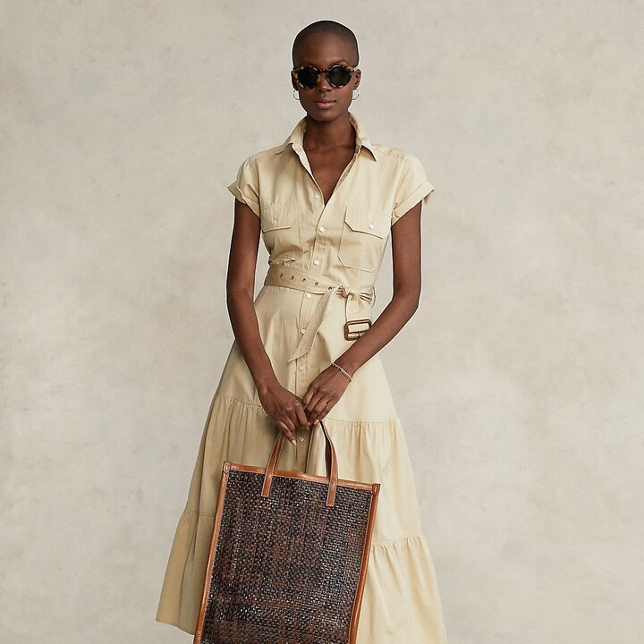 Ralph Lauren Tiered Cotton Midi Shirtdress - ShopStyle Day Dresses