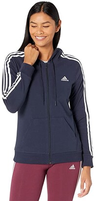 adidas 3-Stripes Single Jersey Full Zip Hoodie - ShopStyle Activewear Tops