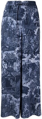 Pierre Louis Mascia Forest Angel-print silk pants