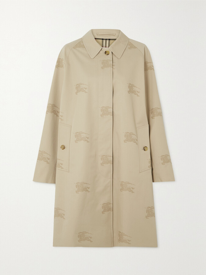 Burberry Cotton-garbadine Jacquard Trench Coat - Neutrals