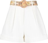 Belted Pleated Cotton Shorts 