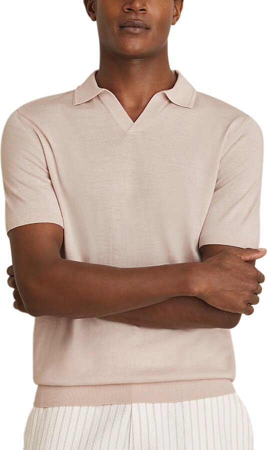 Reiss Duchie Merino Wool Open Collar Polo
