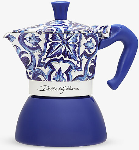 White / Blue Bialetti x Dolce & Gabbana Moka Induction Four-Cup Aluminium Espresso Maker