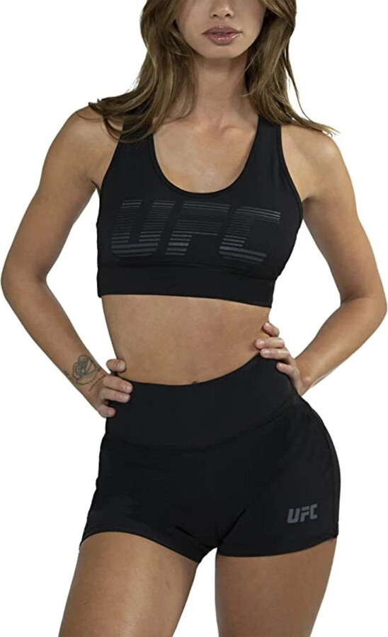 UFC Women's Essential Booty Shorts Black Jersey Stretch Active JZZ1082