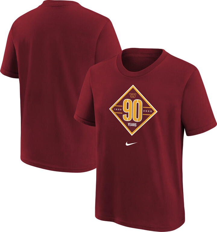 Nike Youth Burgundy Washington Commanders 90th Anniversary Logo T-Shirt