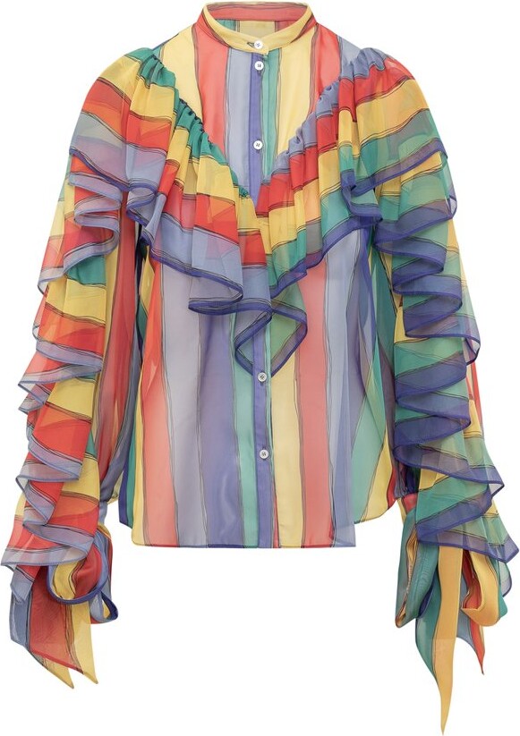 Rochas Ruffled Stripe Blouse