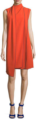 Piazza Sempione Sleeveless Layered Scarf A-Line Dress with Piping