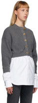 Thumbnail for your product : alexanderwang.t Grey Bi-Layer Oxford Shirting Cardigan