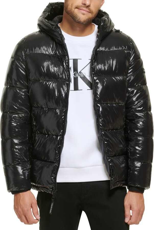 Klein Men's High Shine Hooded Puffer Jacket ShopStyle