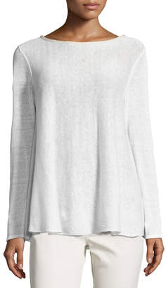 Lafayette 148 New York Wispy Linen-Blend Bateau-Neck Sweater, White
