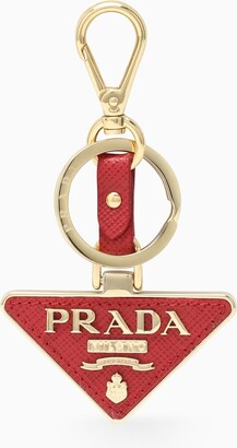 Prada Red logo triangle key case