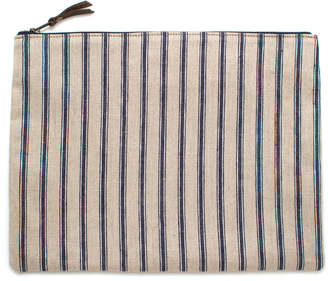 General Knot & Co Portsmouth Linen Stripe & Waxed Canvas Laptop Sleeve/Carryall-Large