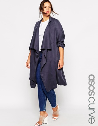 ASOS Curve CURVE Mac With Soft Waterfall Drape - Navy