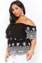 Thumbnail for your product : Forever 21 Plus Size Floral Embroidery Off-the-Shoulder Top