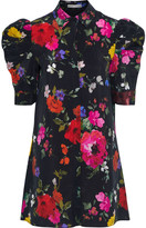 Thumbnail for your product : Alice + Olivia Jem Gathered Floral-print Washed-poplin Mini Dress