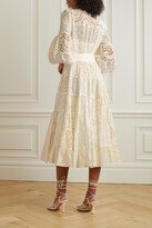 Thumbnail for your product : Zimmermann + Net Sustain Tiered Embroidered Cotton-voile, Broderie Anglaise And Lace Wrap Dress - Cream