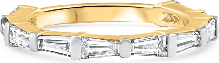 Pompeii3 1 1/5Ct Tapered Baguette Diamond Wedding Ring 14k Gold Lab Grown