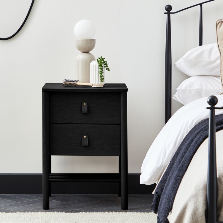 Dunelm Henry 2 Drawer Bedside Table, Oak Black ShopStyle Nightstands