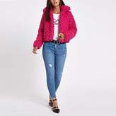 Thumbnail for your product : River Island Petite Pink shearling faux fur crop coat