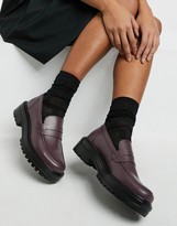 Thumbnail for your product : Depp mid block heel loafers in burgundy box leather