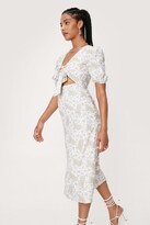 Thumbnail for your product : Nasty Gal Womens Paisley Tie Front Midi Tea Dress - Green - 4