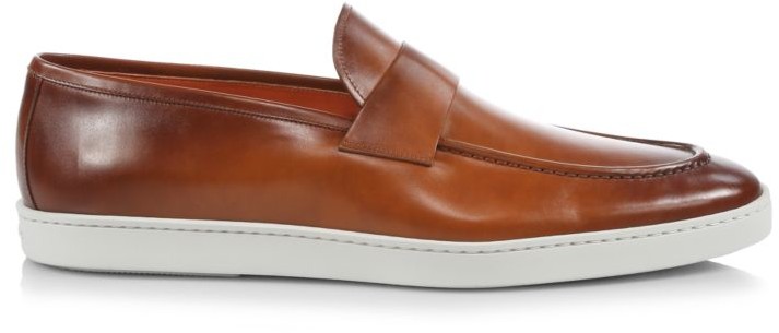 santoni leather loafers