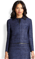 Thumbnail for your product : Akris Punto Silk Contrast-Collar Cropped Jacket
