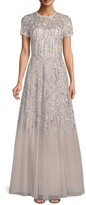 Thumbnail for your product : Aidan Mattox Short Sleeve Fully Beaded Ball Gown