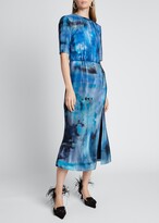Floral-Print Silk Dress 