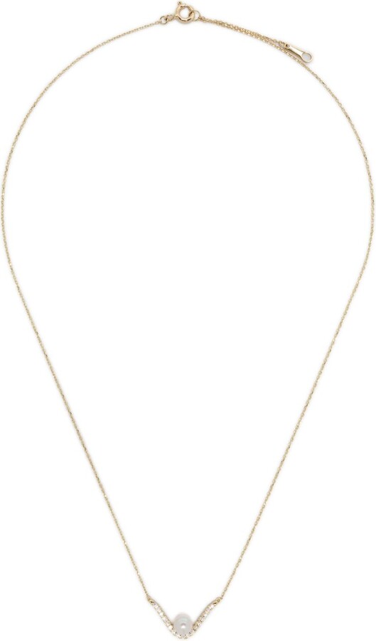Mizuki 14K Gold Diamond And Pearl Necklace