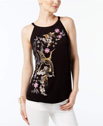 INC International Concepts Embroidered Embellished Top, Created for Macy's