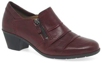 Gabor - Dark Red Leather 'Sherbert' High Cut Medium Heeled Court Shoes