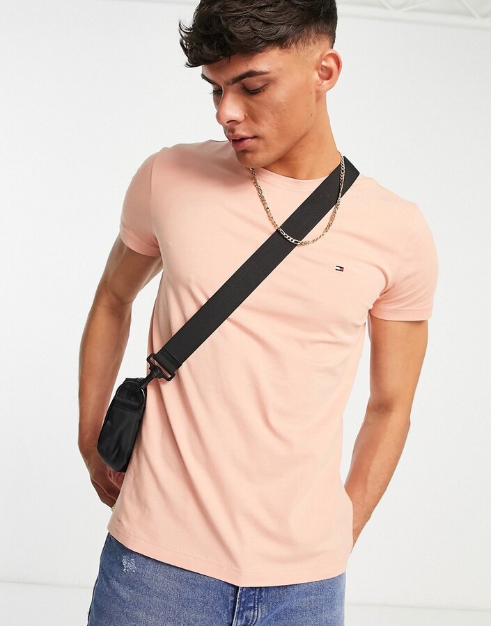 Tommy Hilfiger icon logo slim fit t-shirt in pink - ShopStyle