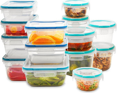 Total Solutions (14-Pack, Mixed Sizes) Plastic Food Storage Containers Set, Airtight & Leakproof Locking BPA-Free Lids Tupperware, Freezer Dishwasher