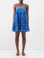 Thumbnail for your product : Juliet Dunn Mosaic-print Embroidered Cotton Banded Mini Dress