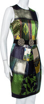 Thumbnail for your product : Etro Multicolor Printed Satin Embellished Waist Belt Detail Pleated Sheath Dress M