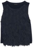 Thumbnail for your product : J.Crew Collection Chiffon And Organza-Paneled Merino Wool Top