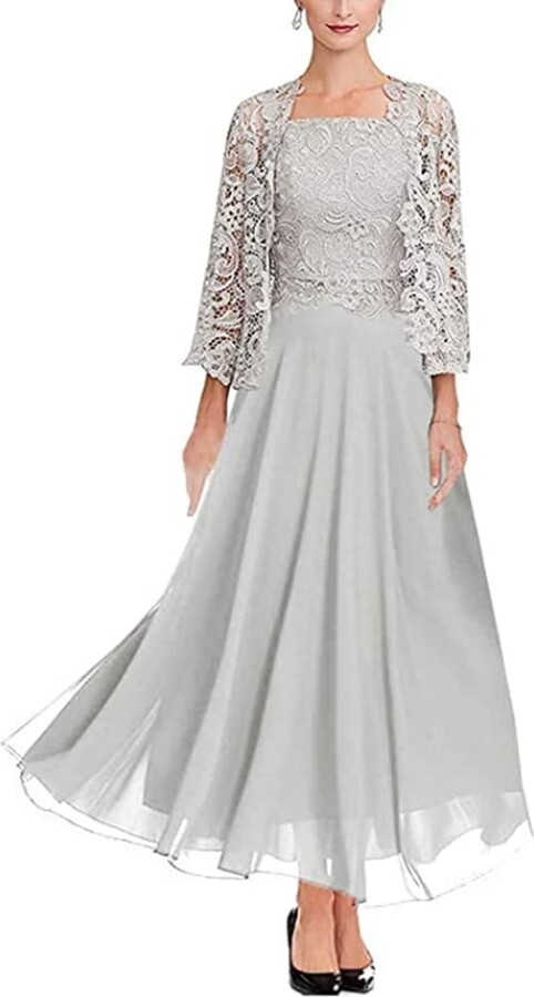 TSxuelian Women's Two Piece Lace Mother of The Bride Dress with Long ...