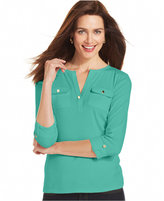 Thumbnail for your product : Charter Club Petite Three-Quarter-Sleeve Roll-Tab Henley