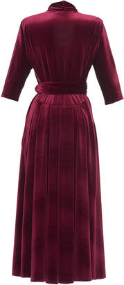 Luisa Beccaria Three-Quarter Sleeve Velvet Midi Dress