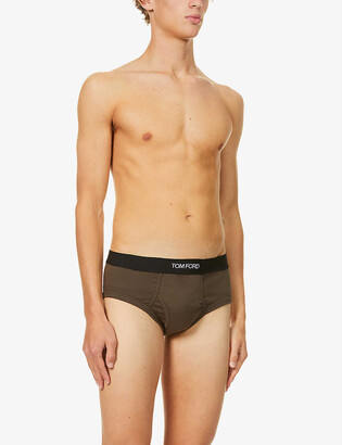 Tom Ford Branded-waistband fitted stretch-cotton briefs